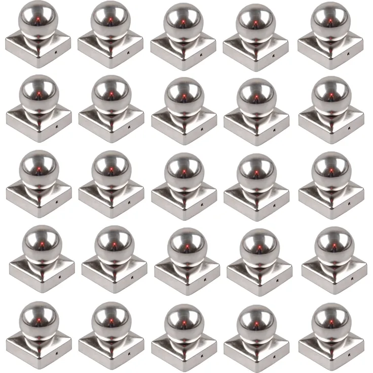 25x Pfostenkappe Edelstahl 121 mm Kugel Abdeckkappe für Pfosten 12 x 12 cm