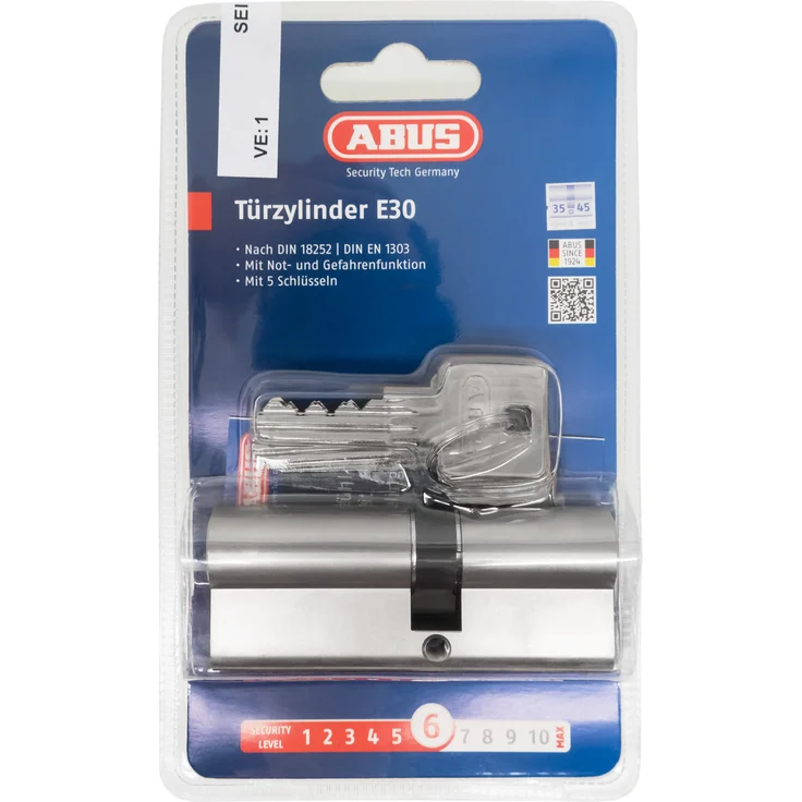 ABUS Profil-Zylinder E30NP 35-45 mit 5 Schlüsseln, 59813 – Bild 1