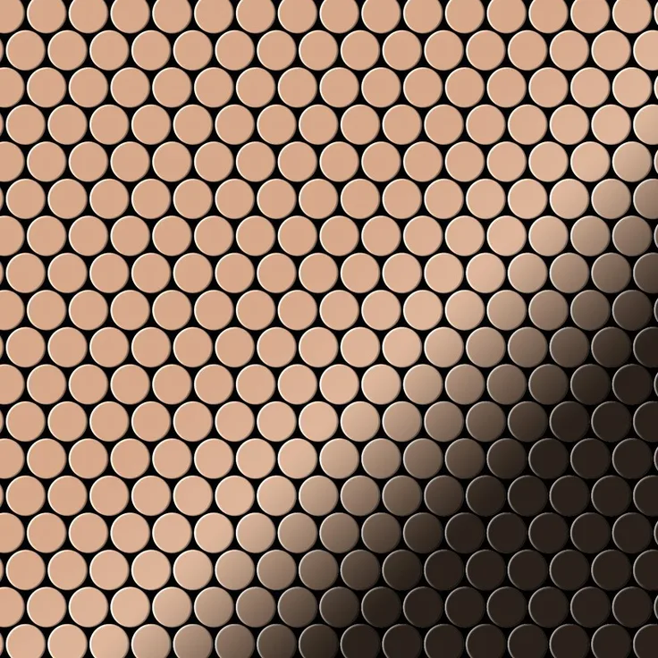Mosaik Fliese massiv Metall Kupfer gewalzt in kupfer 1,6mm stark ALLOY Penny-CM 0,88 m2