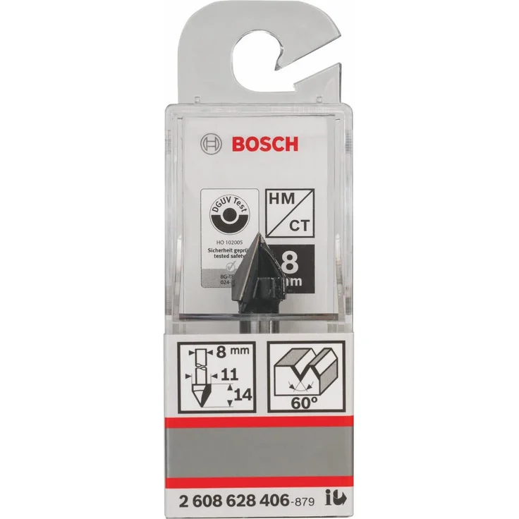 Bosch Professional Zubehör 2608 628 406 V-Nutfräser 8 mm, D1 11 mm, L 14 mm, G 45 mm, 60° – Bild 4