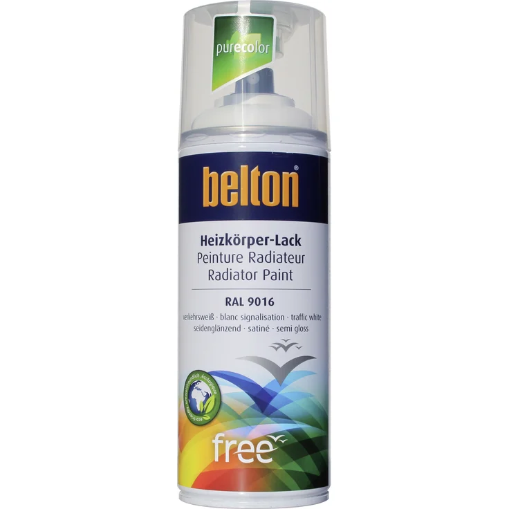 belton free Heizkörper Lackspray 400 ml, verkehrsweiß, seidenglänzend, RAL 9016 – Bild 1