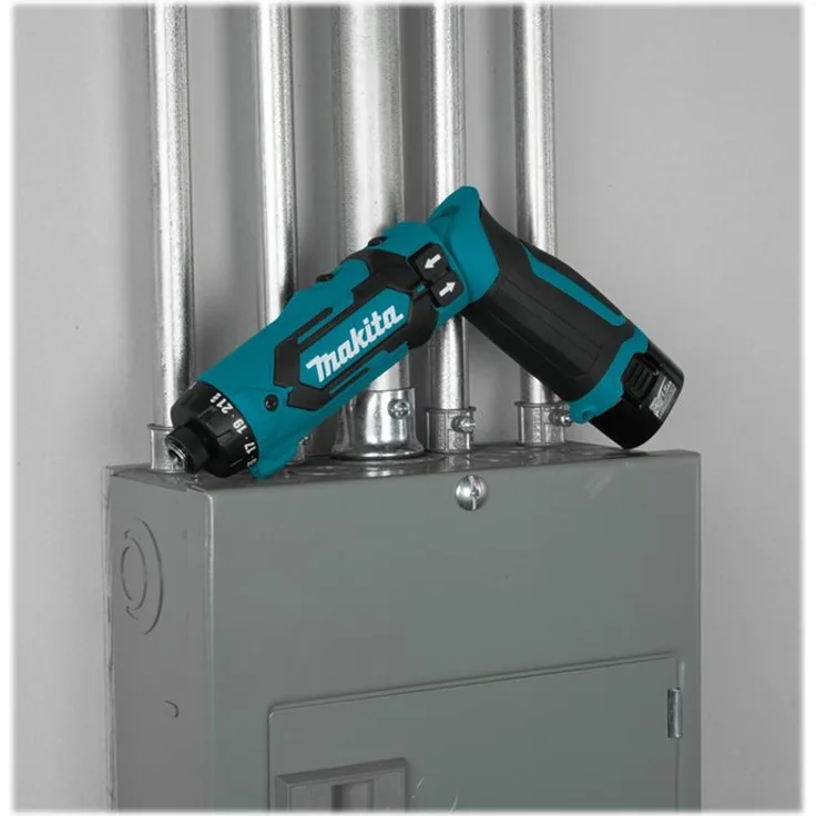 Makita DF010DSLE Akku-Knickschrauber 7,2 V + Lampe, 7.2 V, Schwarz, Blau
