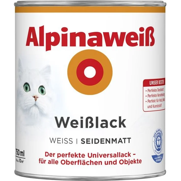 Alpinaweiß Weißlack 750 ml, alpinaweiß, seidenmatt – Bild 1