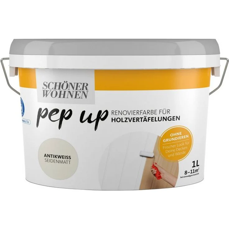SCHÖNER WOHNEN-Kollektion Lack pep up - antikweiß , seidenmatt, für Holzvertäfelungen 1 l – Bild 1
