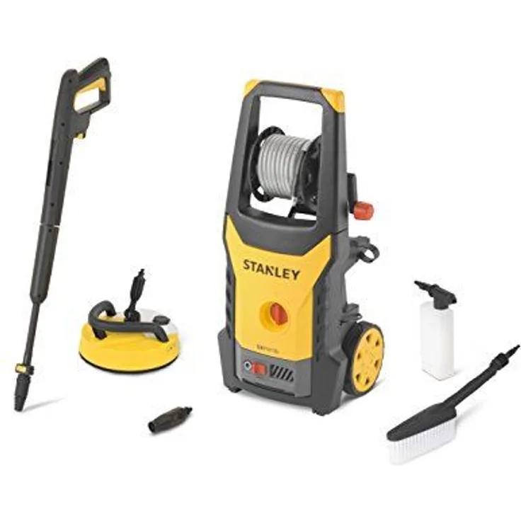Stanley 14142 ? Hochdruckreiniger (1800 W, 135 bar, Motor Universal mit Mini Innenhof und Bürste starr