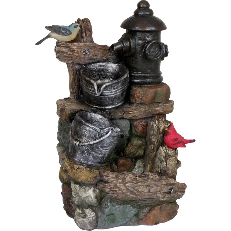 Brunnen in Stein-/Holzoptik METIS, inkl. Pumpe, Polyresin