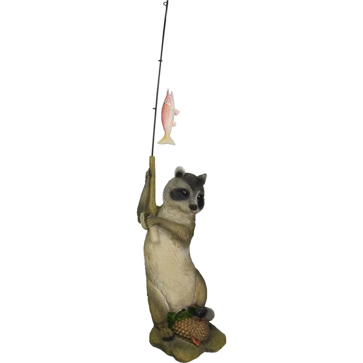 Design Toscano Der maskierte Fischer, Waschbärstatue