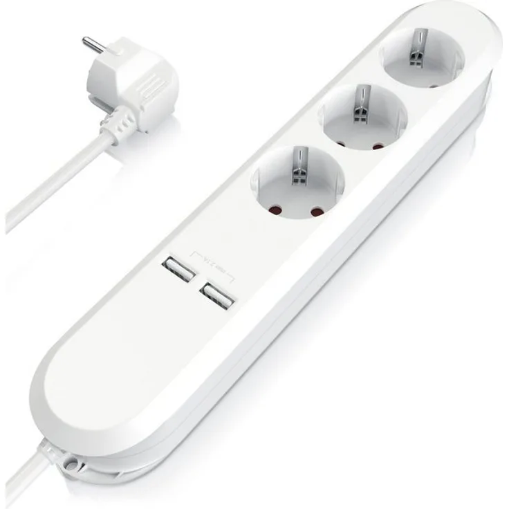 BEARWARE 3-fach Steckdosenleiste mit 2-Port USB Ladegerät »integrierter Kinderschutz - max 2,1A«