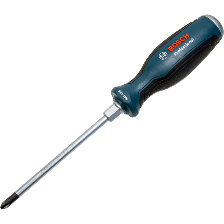 Bosch Professional PH2 x 125 mm Schraubendreher (Phillips, durchgehende Stahlklinge, Stahlkappe und Sechskantansatz) – Bild 1