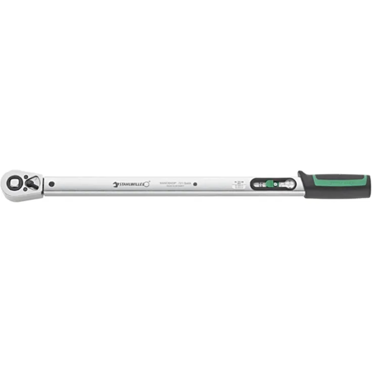 Stahlwille Quick Drehmomentschlüssel Standard MANOSKOP® mit fest eingebauter Knarre Gr. 15 30-150 Nm Außenvierkant 1/2'' 721