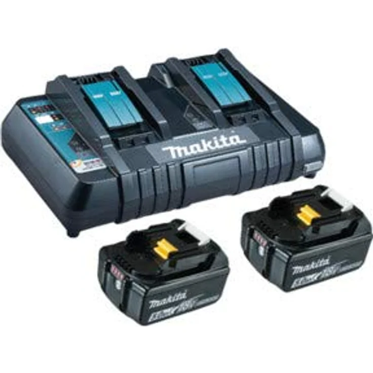 Makita Power Source Kit 2 x BL1840 Werkzeugakku 18 V / 5 Ah + Ladegerät DC18RD (199482-2), Starter-Set