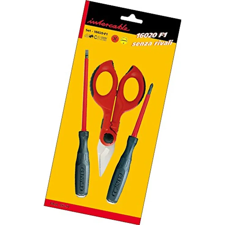 Intercable Set-F1 16020 Futur 2, bestehend aus einem Kabelschneider-Schraubendreher-Schraubenzieher, Sichtverpackung