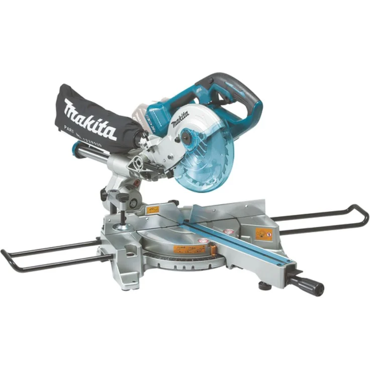 Makita Akku Kapp- und Gehrungssäge (Sägeblatt-ø 190 mm, Motorbremse, Arbeitstisch drehbar, Maße 655x430x445 mm, ohne Akku) DLS714NZ – Bild 1
