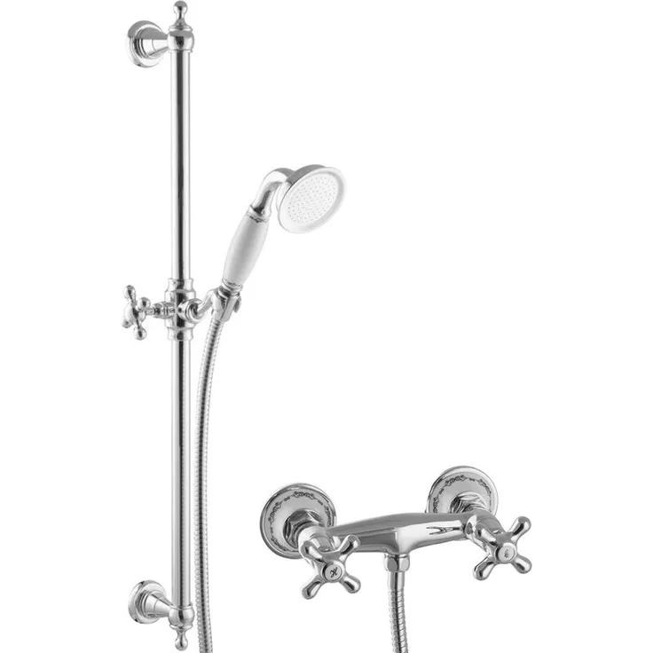 Nostalgie Retro Duschset Aufputz Duschstange Duscharmatur