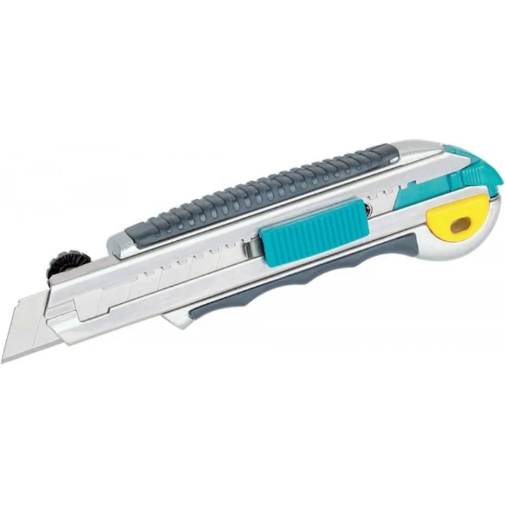 Wolfcraft 4136000 1x Profi-Abbrechklingen-Messer 2K mit 18mm Klinge-Metallgehäuse, Komfort-Weichzone-mit 8 Ersatzklingen