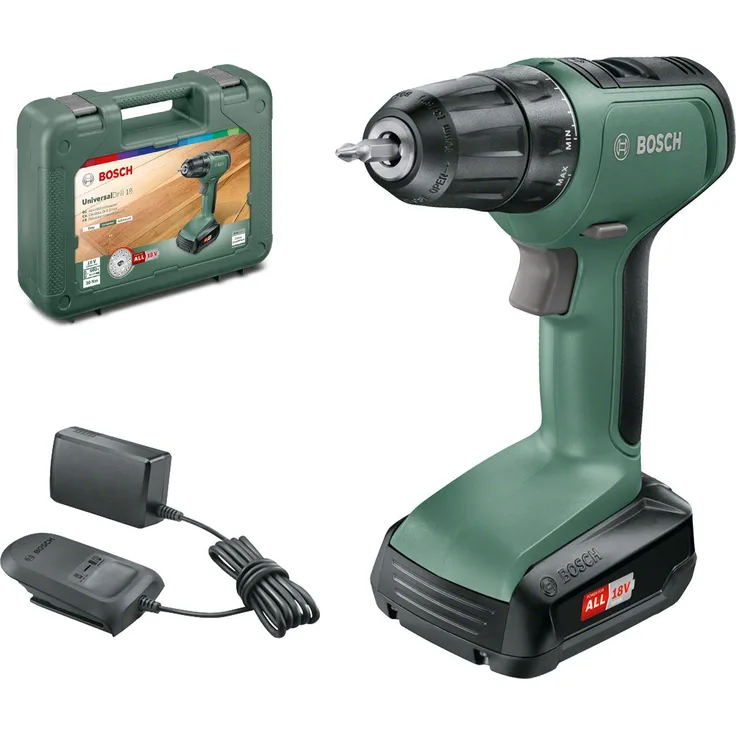 Bosch Akkuschrauber UniversalDrill 18 (1 Akku, 18 Volt System, im Koffer)