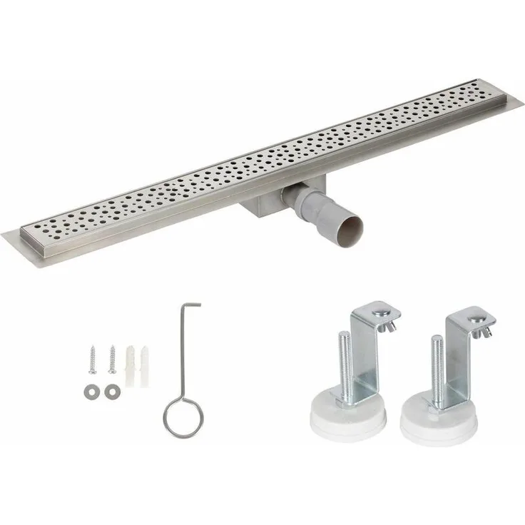 HFD06-60 Duschrinne 60cm in Edelstahlausführung, Edelstahlduschrinne Tropfen, höhenverstellbar 67-92mm - Grau - Bc-elec