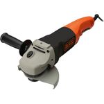 Black+Decker Winkelschleifer (mit 3-Positionen-Zusatzhandgriff, 1200 W, 125 mm, Nullspannungsschalter, Spindelarretierung, Sanftanlauf, rutschfester Gehäusegriff, zum Schleifen, Entrosten) KG1202K