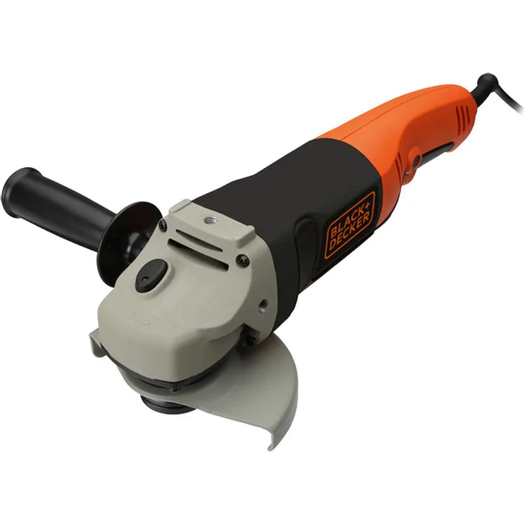 Black+Decker Winkelschleifer (mit 3-Positionen-Zusatzhandgriff, 1200 W, 125 mm, Nullspannungsschalter, Spindelarretierung, Sanftanlauf, rutschfester Gehäusegriff, zum Schleifen, Entrosten) KG1202K