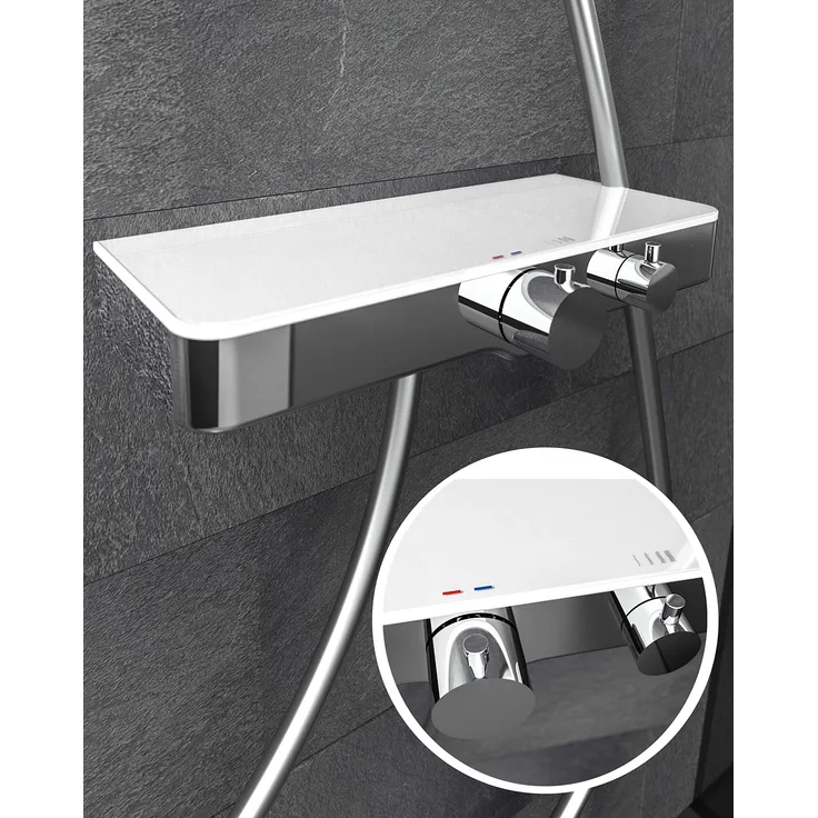 SCHÜTTE OCEAN Thermostat Duscharmatur, Chrom/Weiß, mit Ablage