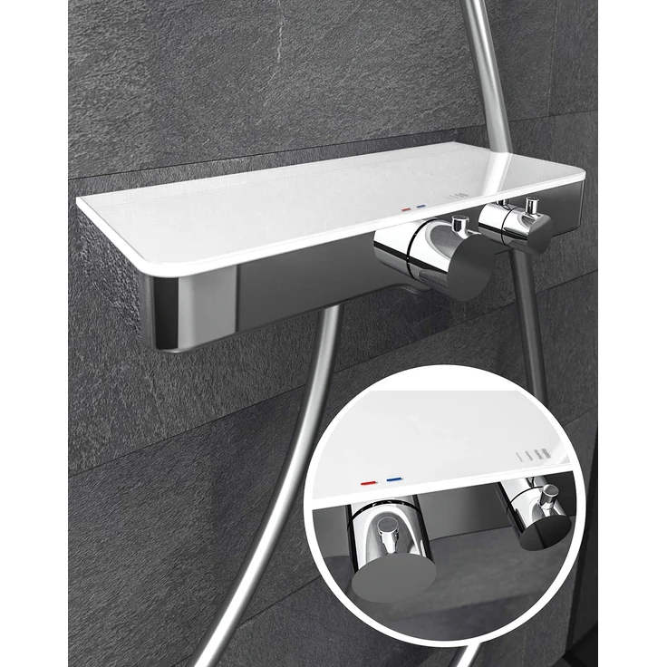 SCHÜTTE OCEAN Thermostat Duscharmatur, Chrom/Weiß, mit Ablage – Bild 1