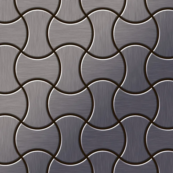 Alloy Mosaik Fliese massiv Metall Titan gebürstet in dunkelgrau 1,6mm stark Infinit-Ti-SB Designed by Karim Rashid 0,91 m2