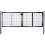 vidaXL Mesh-Gartentor verzinkter Stahl 289 x 100 cm grau