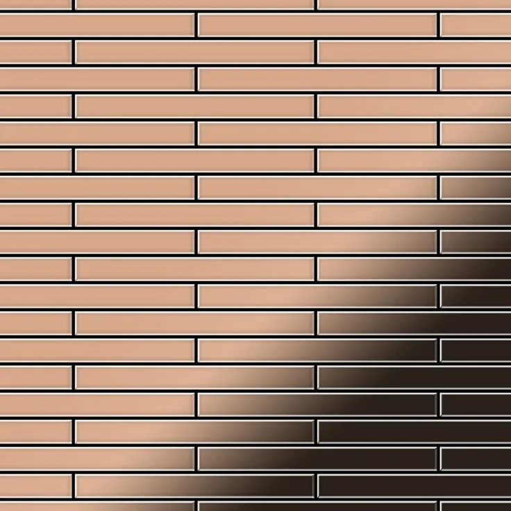 Mosaik Fliese massiv Metall Kupfer gewalzt in kupfer 1,6mm stark ALLOY Deedee-CM 0,63 m2