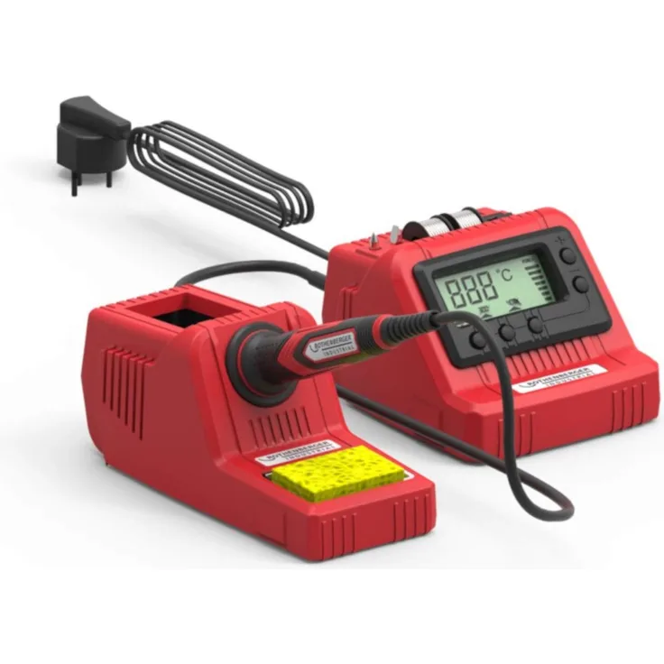 Rothenberger Industrial 1500003259 Lötstation digital, 60 W 230 V, 200-450 °C, inkl. Ersatzspitzen + Lötzinn, rot