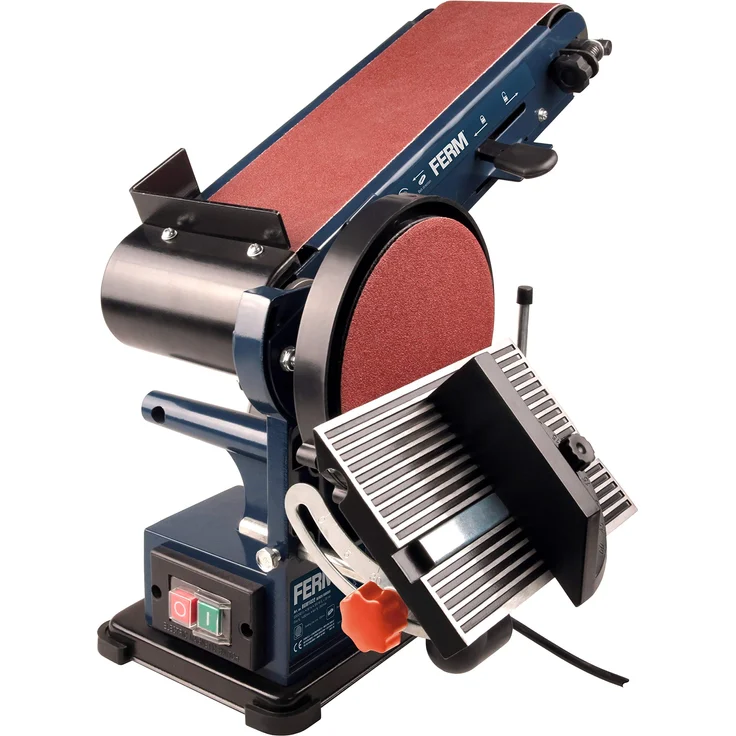 FERM Bandschleifmaschine ? 350W ? 150mm - einschl. 2 Schleifbänder (P80 & P120) und 2 Schleifscheiben (P80 & P120) – Bild 1