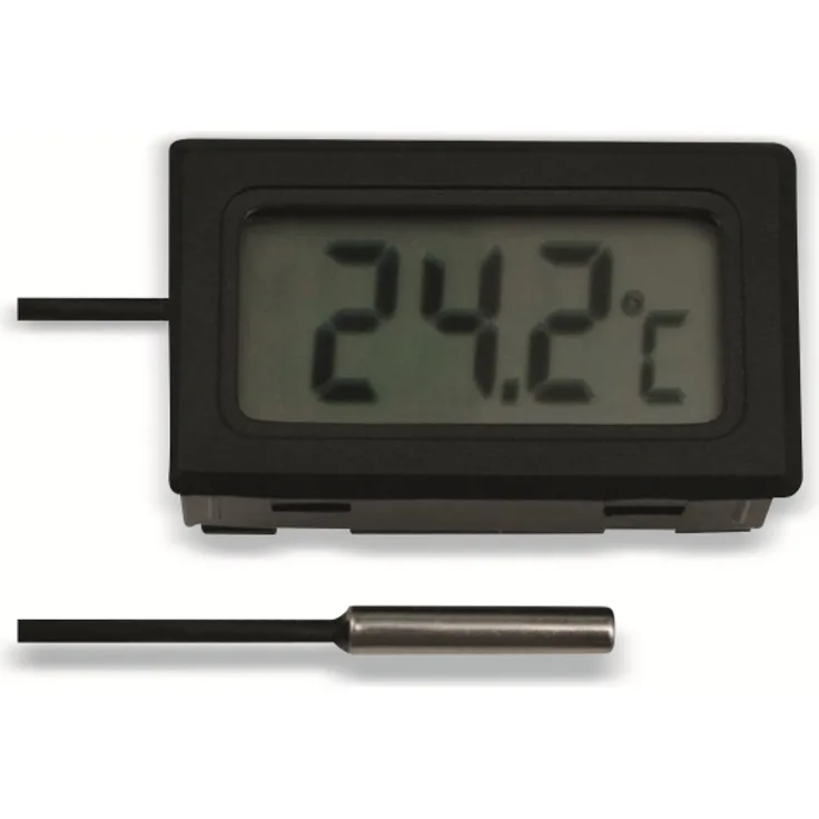 Einbau-Digitalthermometer mit 1 m Fühlerleitung, -50...+70 °C