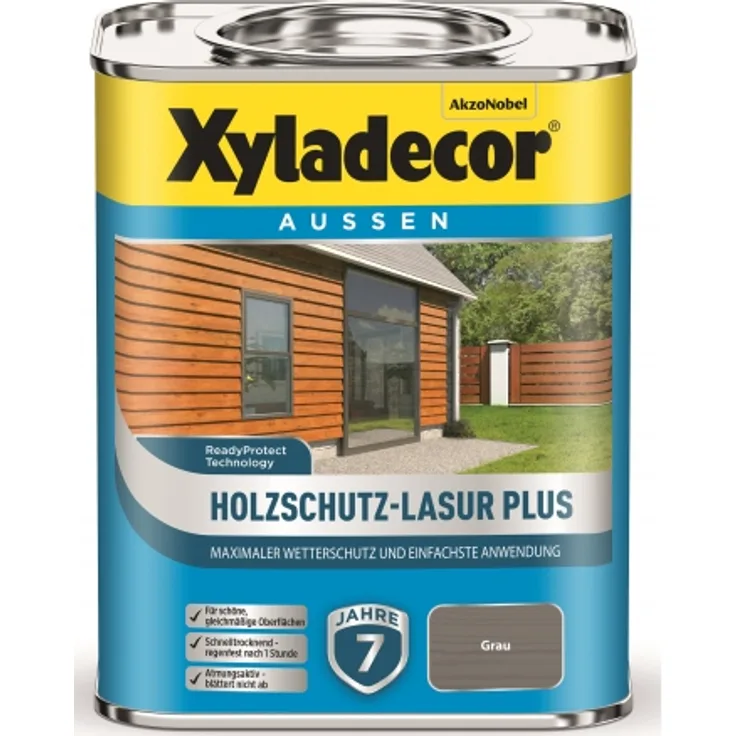 Xyladecor Holzschutz Lasur Plus GRAU 2,5 Liter Nr. 5362564 Dünnschichtlasur