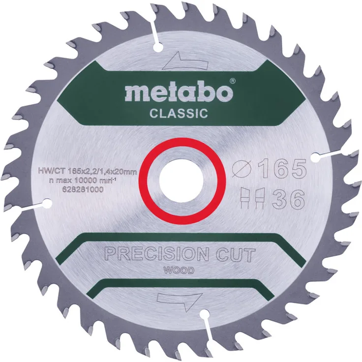 Metabo Sägeblatt precision cut - classic, 165x2,2/1,4x20 Z36 WZ 15° - 628281000