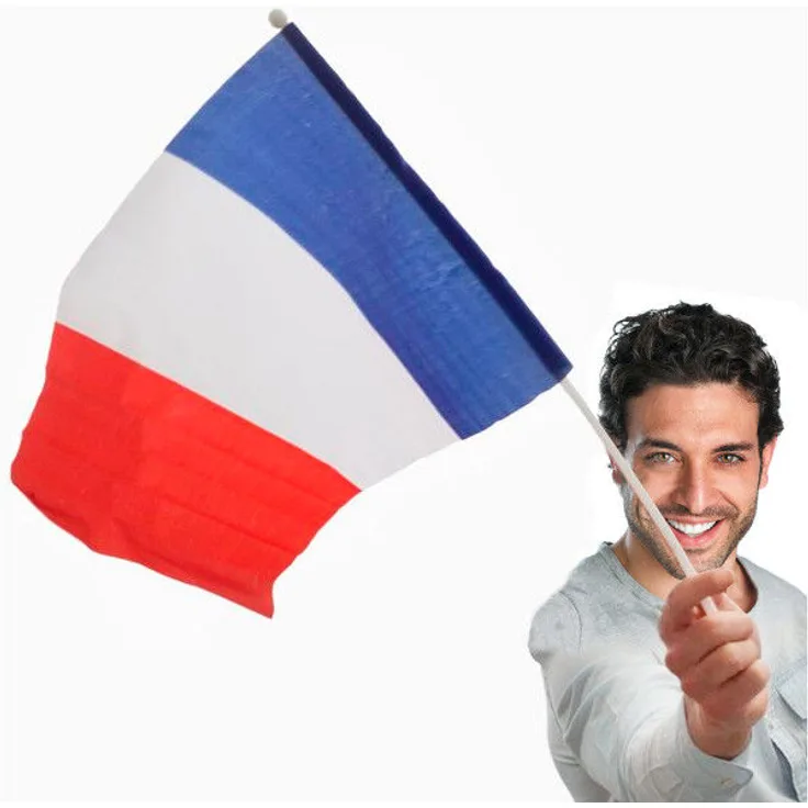 Frankreich-Flagge mit Flaggenmast (46 x 30 cm)