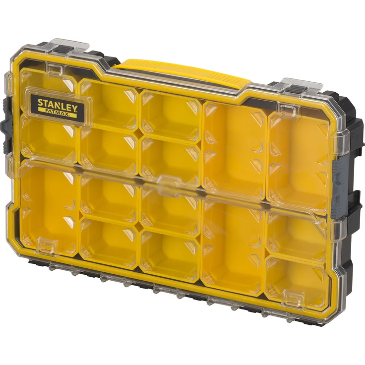 Stanley FatMax Profi-Organizer 2-3 - Zubehörbox (zum Verstauen und Transportieren von Kleinteilen und Zubehör, transparent, kratz-und schlagfest, stapelbar durch Seitenverriegelungssystem) FMST1-75779 – Bild 1