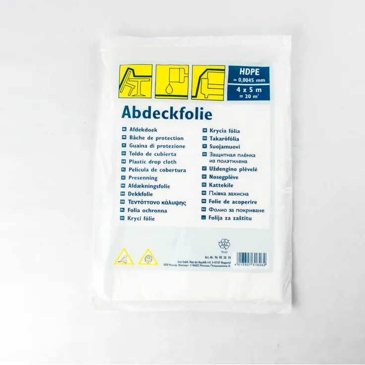 20m² Abdeckfolie, Abdeckplane - 4x5m transparent 5µ (My) 4m x 5m - Folie