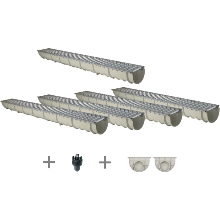 Entwässerungsrinne GFK MEA MEAHOME Classic mit Zubehör als SET 5 Meter