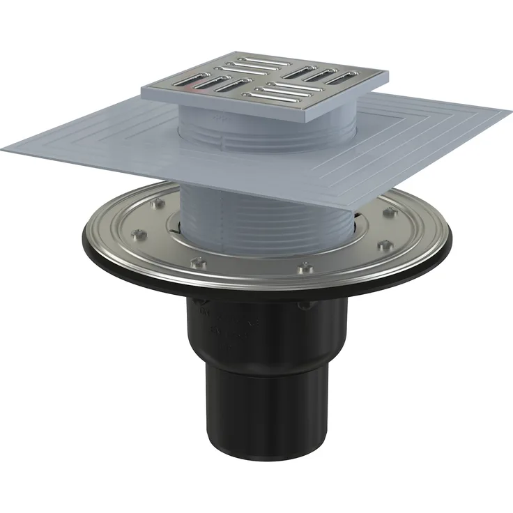 AlcaPlast APV Bodenablauf mit Edelstahlrost Siphon oder Klappe Duschablauf Terrassenablauf senkrecht