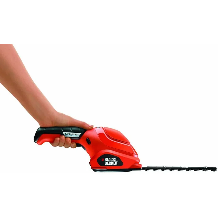 Black und Decker Akku Strauchschere 3,6V Li-Ion, Schwertlänge 15 cm, Akkulaufzeit ca 50 min, Softgriff, Einschaltsperre, Ladeanzeige, Ladestation und Ladekabel enthalten GSL300 – Bild 4