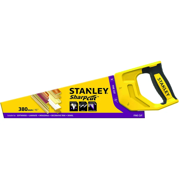 Stanley Handsäge Sharpcut (15''-380 mm, Fuchsschwanz mit 11 Zähne-Inch für feines Arbeiten, doppelt geschliffene, induktionsgehärtete Verzahnung) STHT20369-1