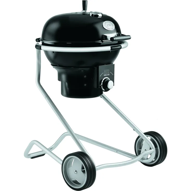 RÖSLE Holzkohle-Kugelgrill No. 1 AIR F50, Stahl schwarz, 75 x 83 x 105 cm, Air Control System, Deckelscharnier, klappbarer Holzkohlegrillrost, 22,2 kg, Ø Grillfläche 50 cm