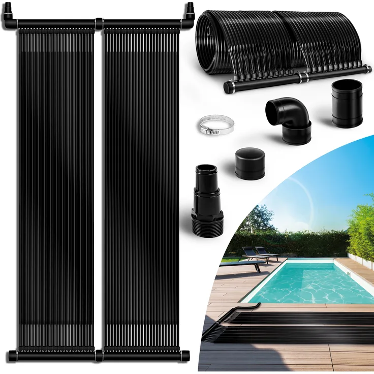 tillvex Pool Solarkollektor Set 76 x 480 cm | Solarheizung umweltfreundliches Erhitzen | Poolheizung Komplettset | Solarmatte | Sonnenkollektor für Warmwasser