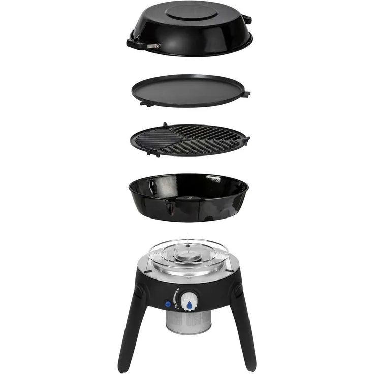 CADAC 2 HP Safari Chef Gasgrill klein, Piezozündung, 22 x 38,8 x 22 cm, mit Transporttasche, mit Grillrost