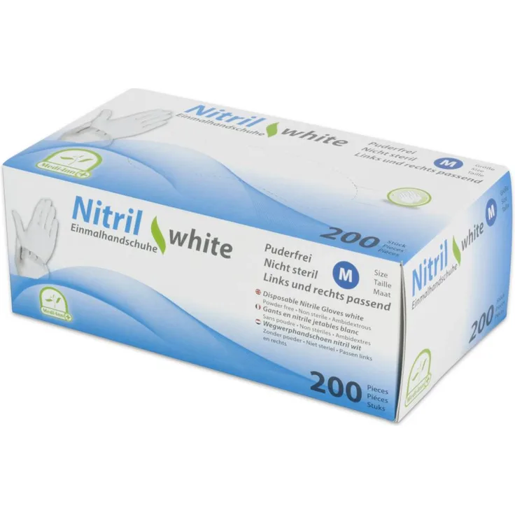 Meditrade Nitril Handschuhe, weiß Größe L, 100 Stück