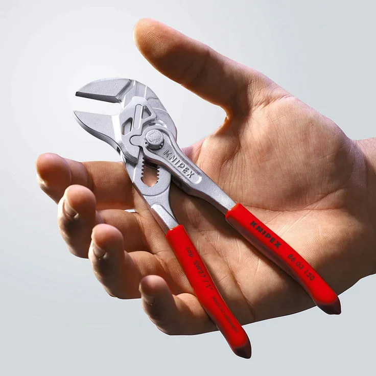 KNIPEX 86 03 150 Zangenschlüssel Zange und Schraubenschlüssel in einem Werkzeug mit Kunststoff überzogen verchromt 150 mm – Bild 5
