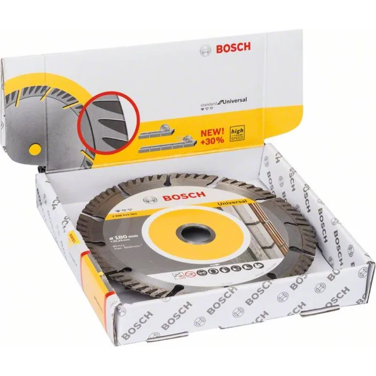 Bosch Professional 10 Stück Diamanttrennscheibe Standard für Universal (Beton und Mauerwerk, 180 x 22,23 mm, Zubehör Winkelschleifer)