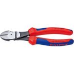 KNIPEX 74 02 200 Kraft-Seitenschneider mit Mehrkomponenten-Hüllen schwarz atramentiert 200 mm