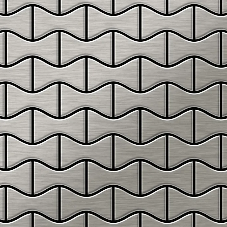 Alloy Mosaik Fliese massiv Metall Edelstahl marine gebürstet in grau 1,6mm stark Kismet-S-S-MB Designed by Karim Rashid 0,86 m2