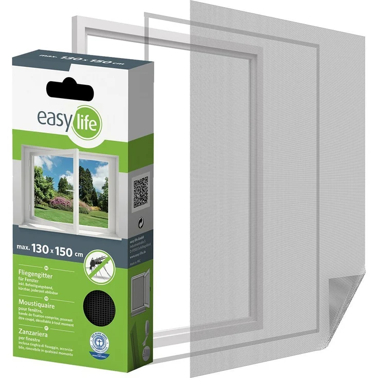 easy life Insektenschutzgitter Fliegengitter Fenster 130 x 150 cm anthrazit – Bild 1