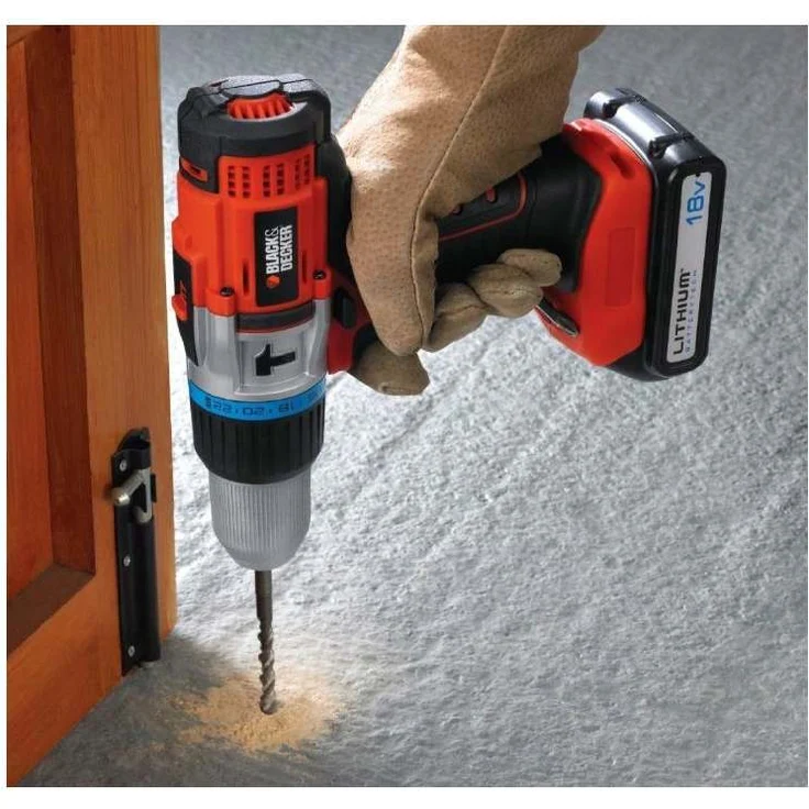 Black+Decker 2-Gang Hochleistungs-Akku-Schlagbohrschrauber (18V Li-Ion,5 Metallplanetengetriebe,Sicherheitselektronik,ergonomische Form,24-stufige Drehmomentvorwahl,LED) EGBHP188K – Bild 6